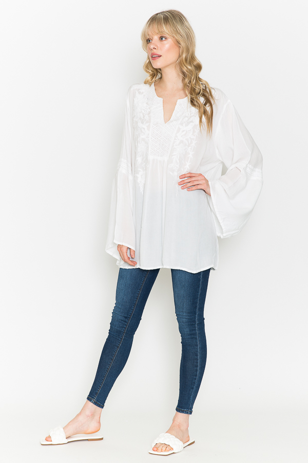 White Tunic With White Embroidery